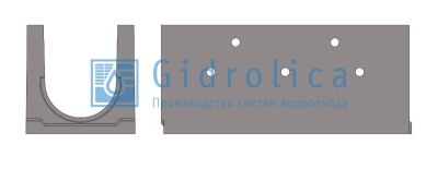 Лоток водоотводный бетонный коробчатый (СО-300мм), с дренажным отверстием справа KUоп 100.44(30).47(40,5) - BGU