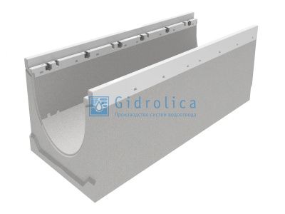 Лоток водоотводный бетонный коробчатый (СО-200мм), с оцинкованной насадкой, с уклоном 0,5% КUу 100.29,8 (20).24,5(17,5) - BGZ-V, № -11